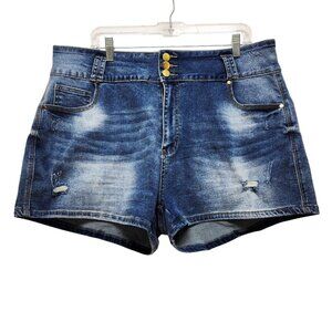 Womens Distressed Denim Shorts Size 4XL By Flamingal High Waisted Casual